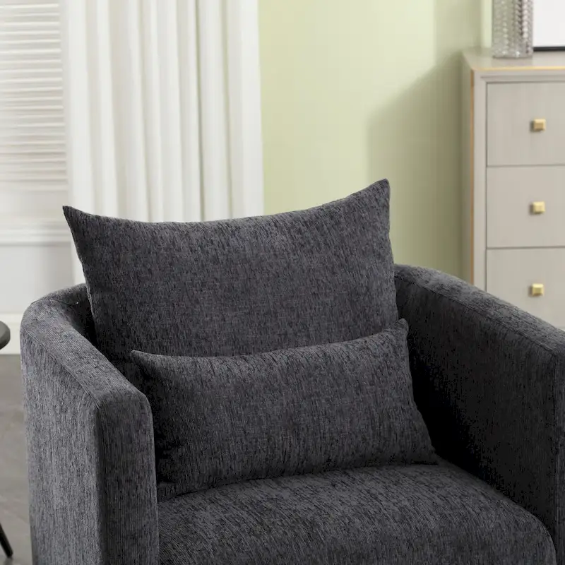 GDFStudio - Harper Chenille Swivel Barrel Chair with Sturdy Metal Base and Ergonomic Design