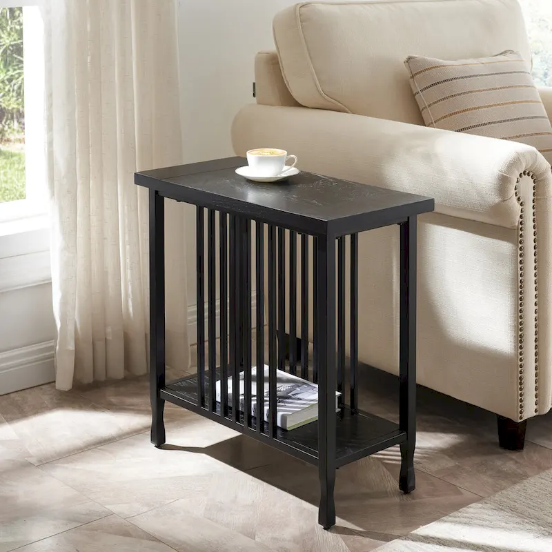 Narrow Chairside Table – Brown/Black & Black Wash, 1-Person