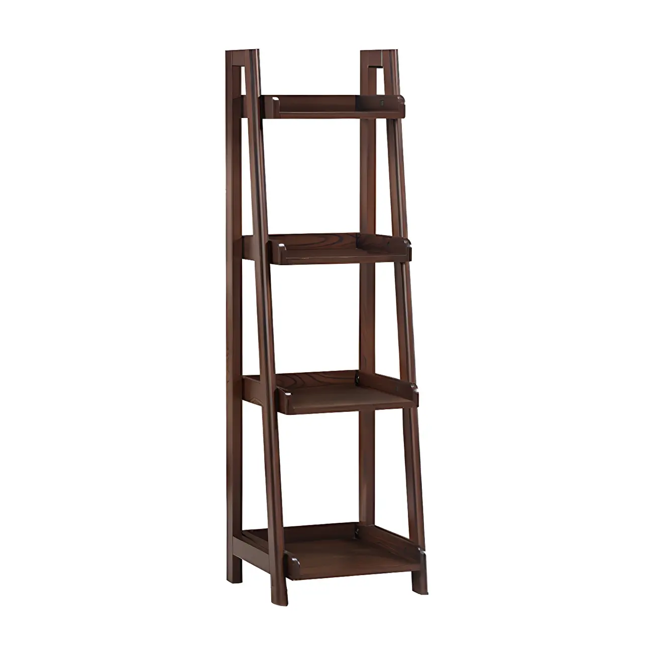 Scandinavian Wood Walnut 5-Tier Ladder Bookcase
