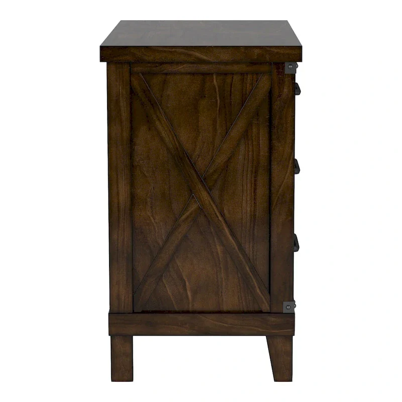 Epona Rustic Dark Walnut Wood 2-Piece Panel Bed and Nightstand Set by The Gray Barn