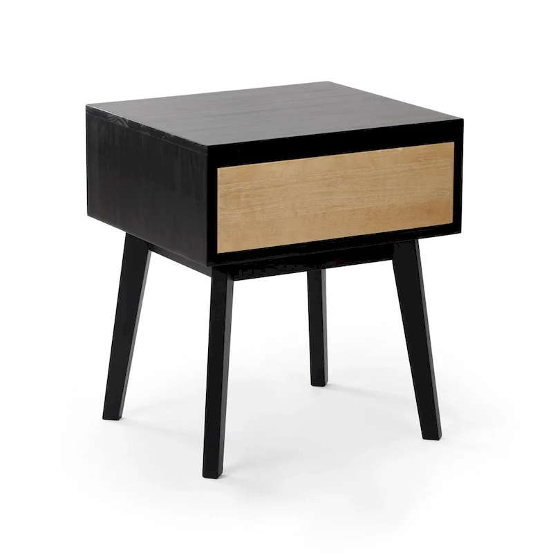 Plank and Beam Scandinavian Nightstand with 1 Drawer