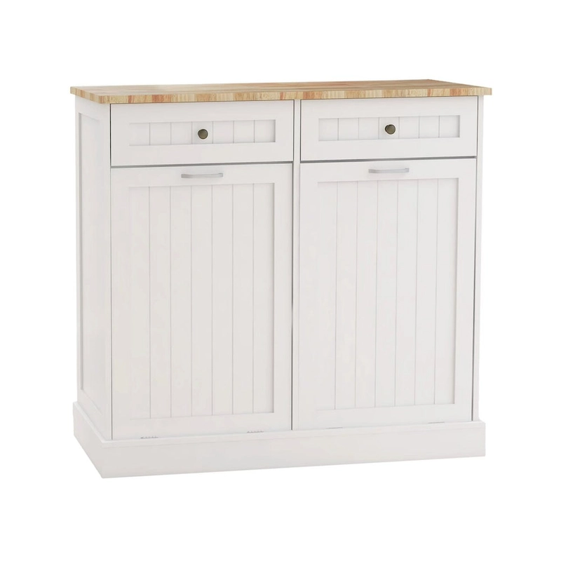 Kitchen Trash Cabinet with 2 Drawers