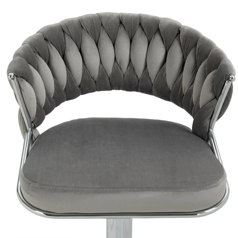 Set of 2 Bar Stool Adjustable Height with Swivel Seat