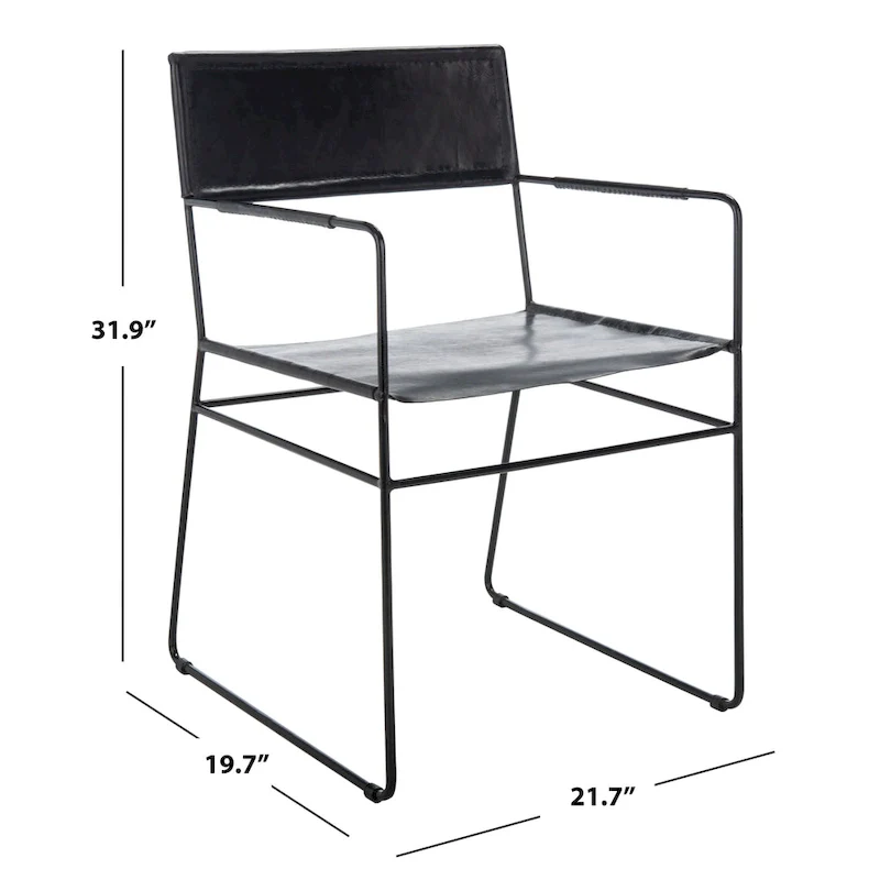 SAFAVIEH Bernardine Leather Dining Chair (Set of 2) - 21.7 W x 19.7 L x 31.9 H - 22Wx20Dx32H