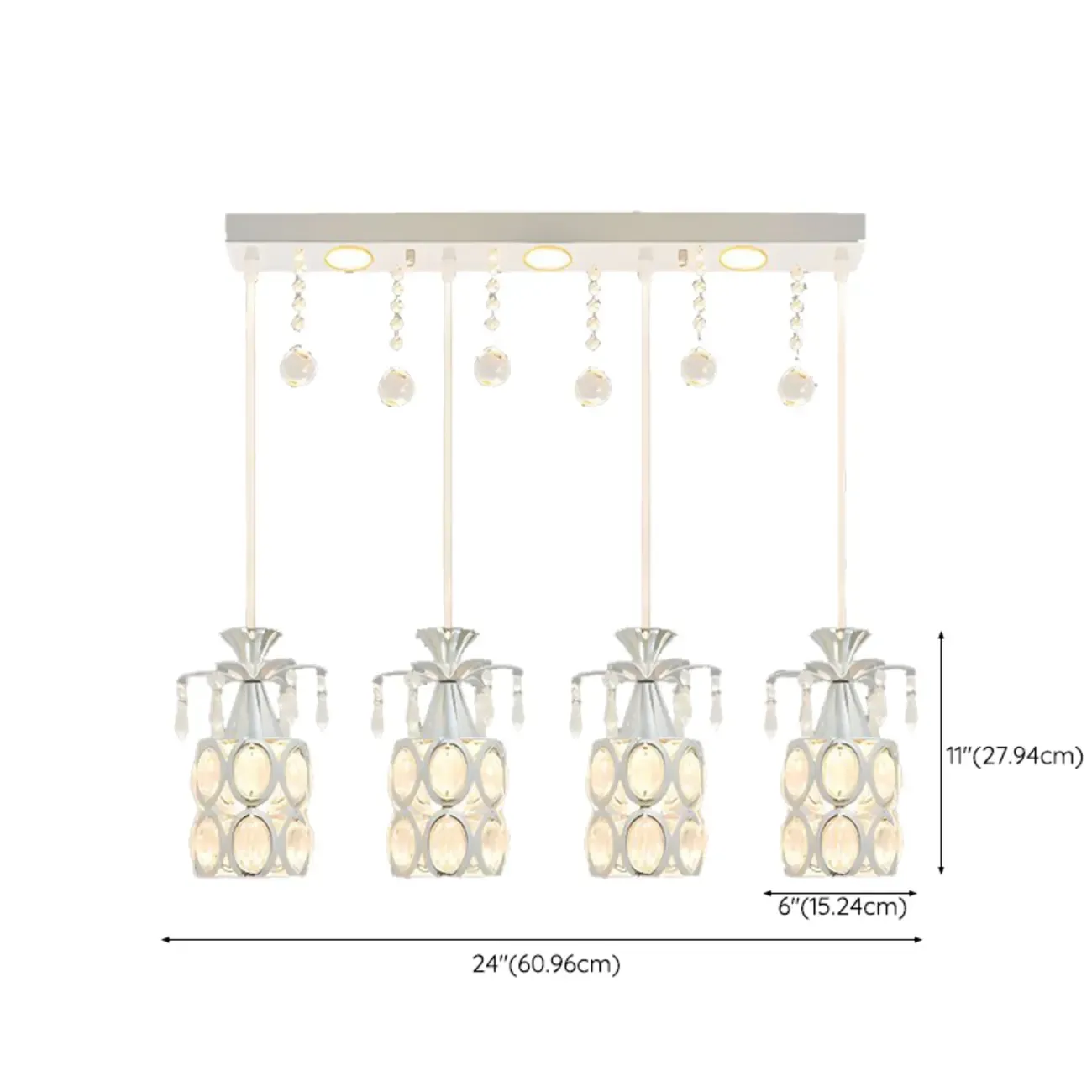 Elegant Cylinder Crystal Kitchen Island Pendant Light with Spotlight