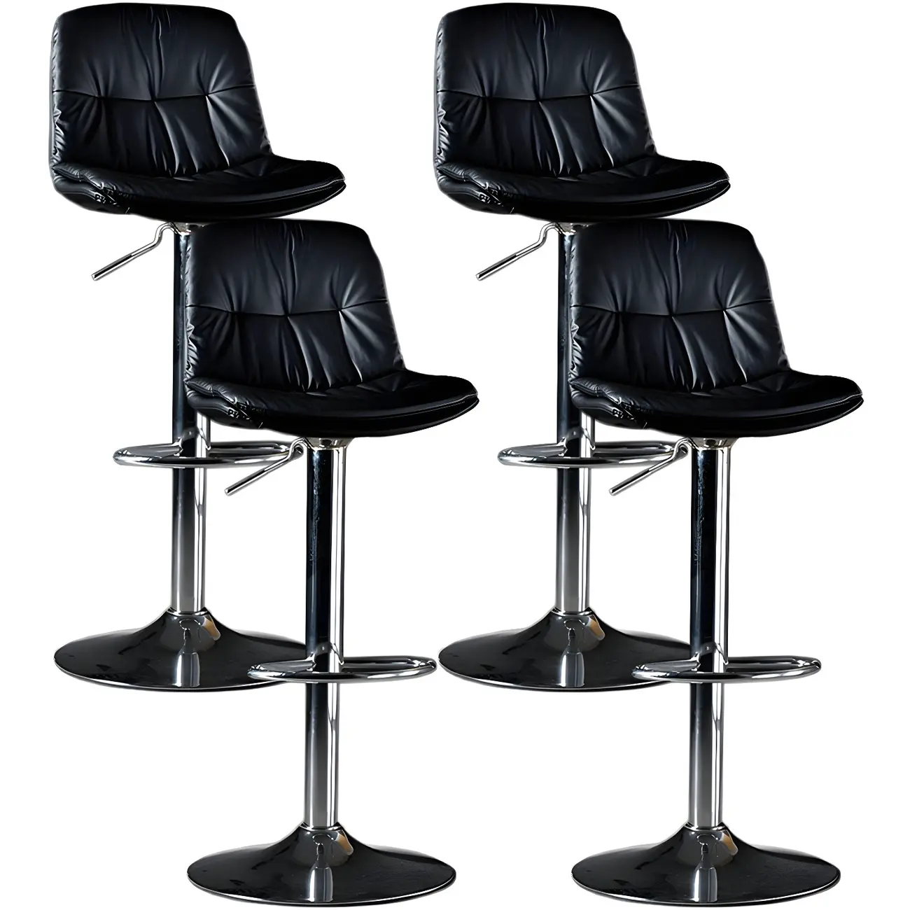 Adjustable Leather Low Back Swivel Bar Stool