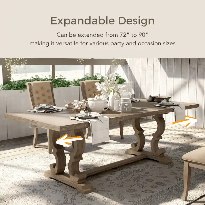 The Gray Barn Windswept Rustic 90-inch Wood Expandable Dining Table