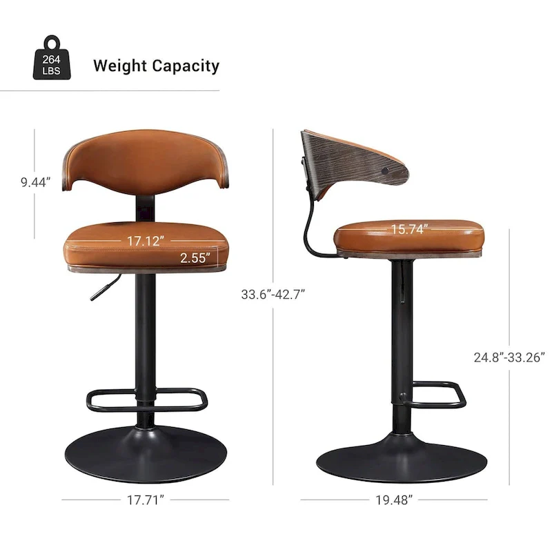 Art Leon Bentwood Swivel Adjustable Bar Stools