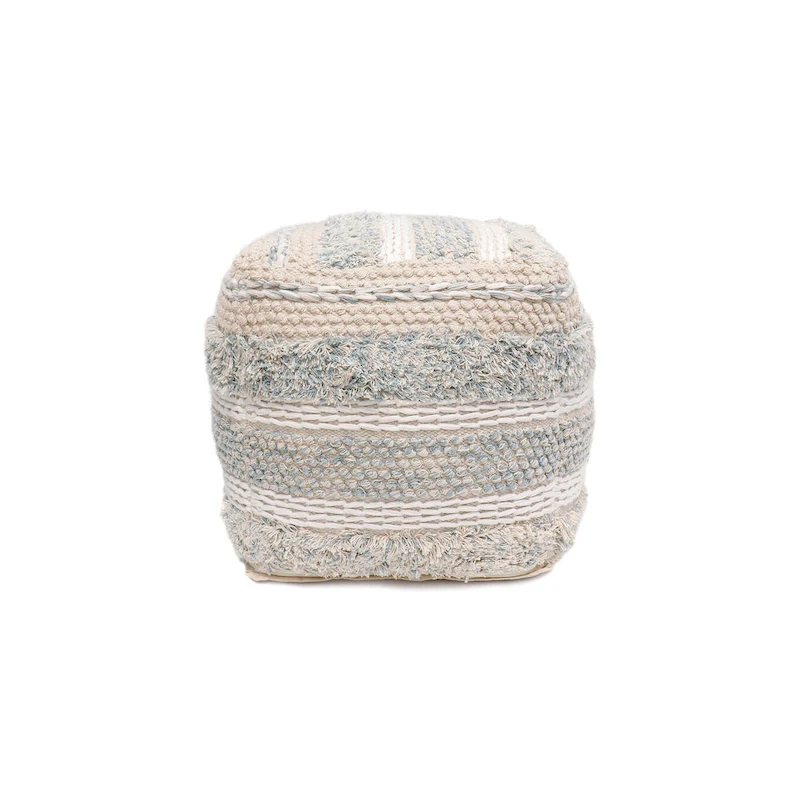 Pasargad Home Grandcanyon Braided Cotton Pouf, 20 Beige