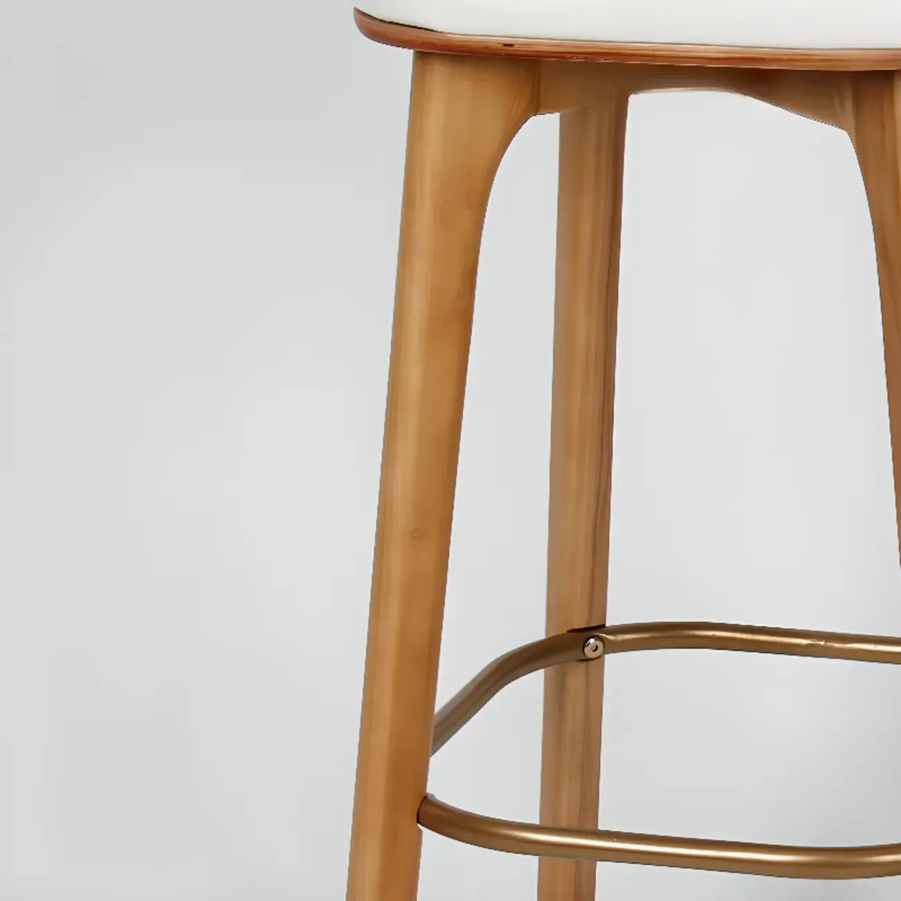 Rustic Brown Square Leather Wooden Bar Stools with Backs