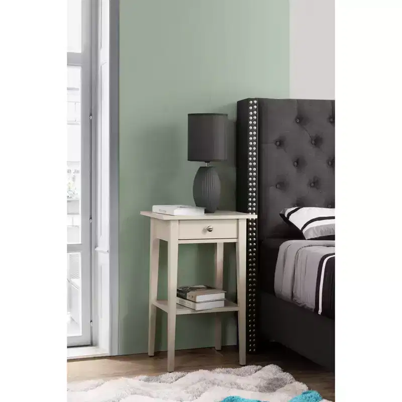 HomeStock Rectangle Oak Wood Nighstand For Living Room and Bedroom