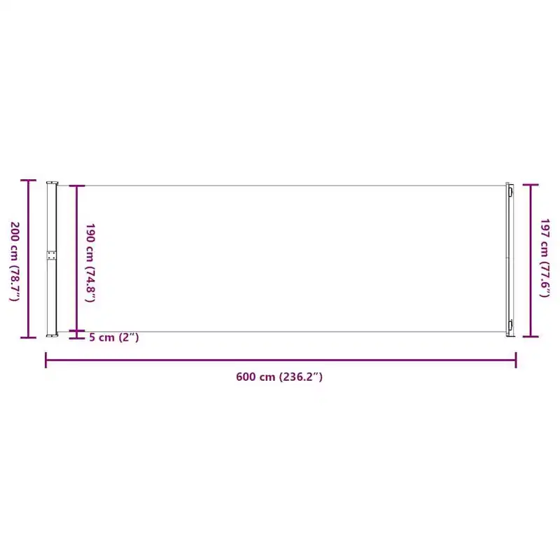 vidaXL Side Awning Cream Polyester with PU coating, powder-coated steel