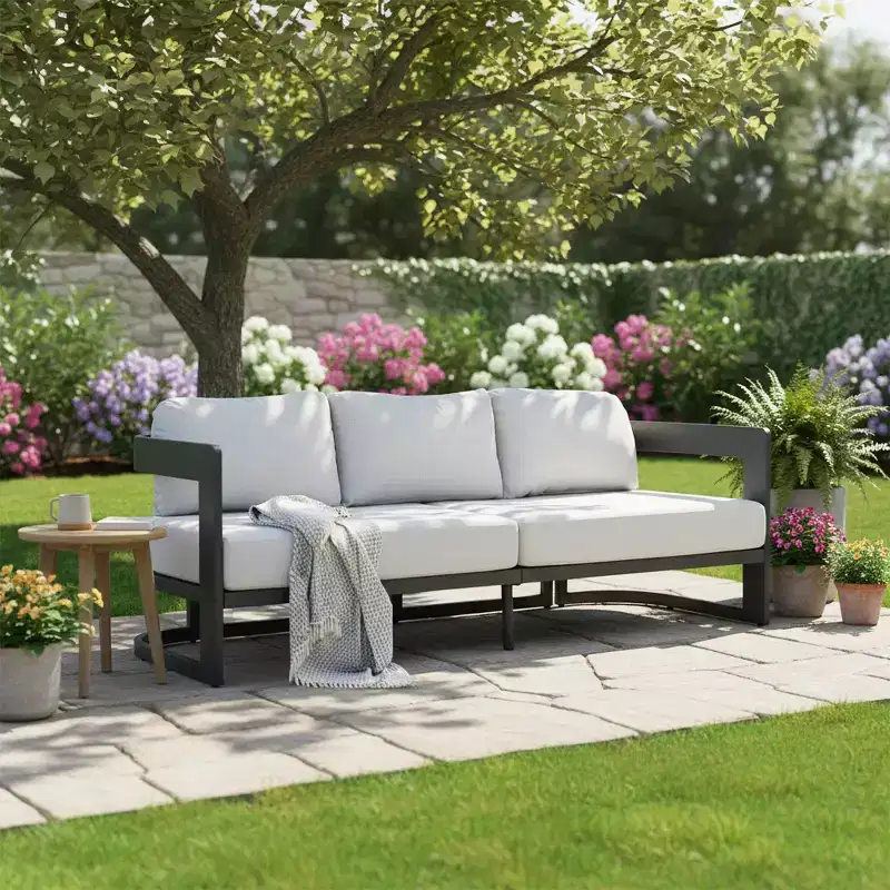 Christopher Knight Home Kyras 76.75 Modern 3-Seater Aluminum Outdoor Sofa with Cushions