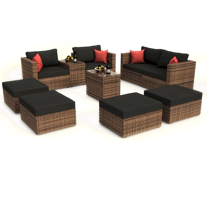 Convertible Sectional Conversation Set: 10-Piece Outdoor Patio Furniture