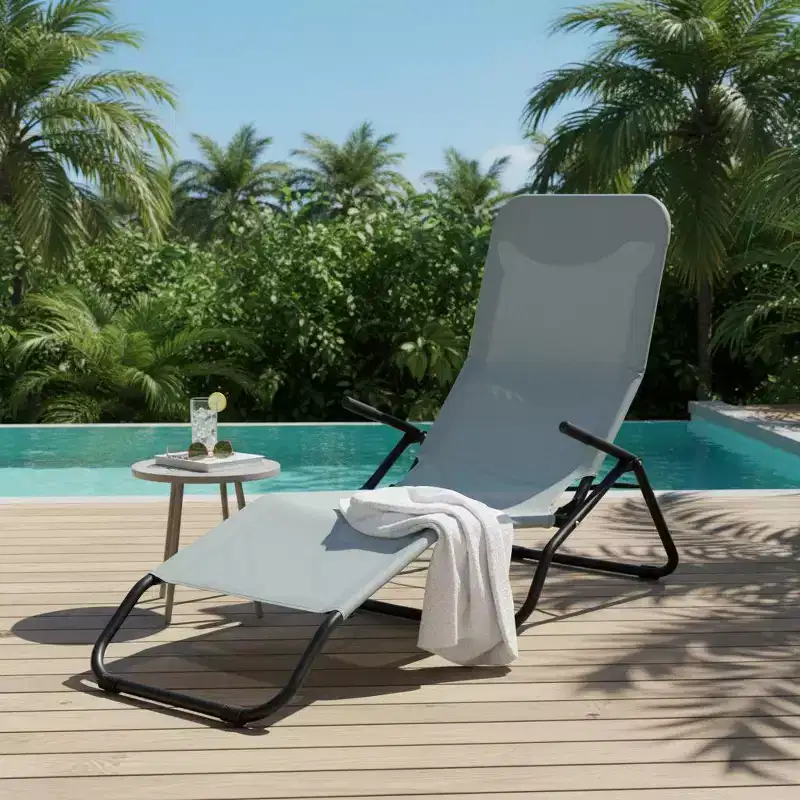 Gymax 2PC Folding Patio Rocking Zero Gravity Recliner Sun Lounger