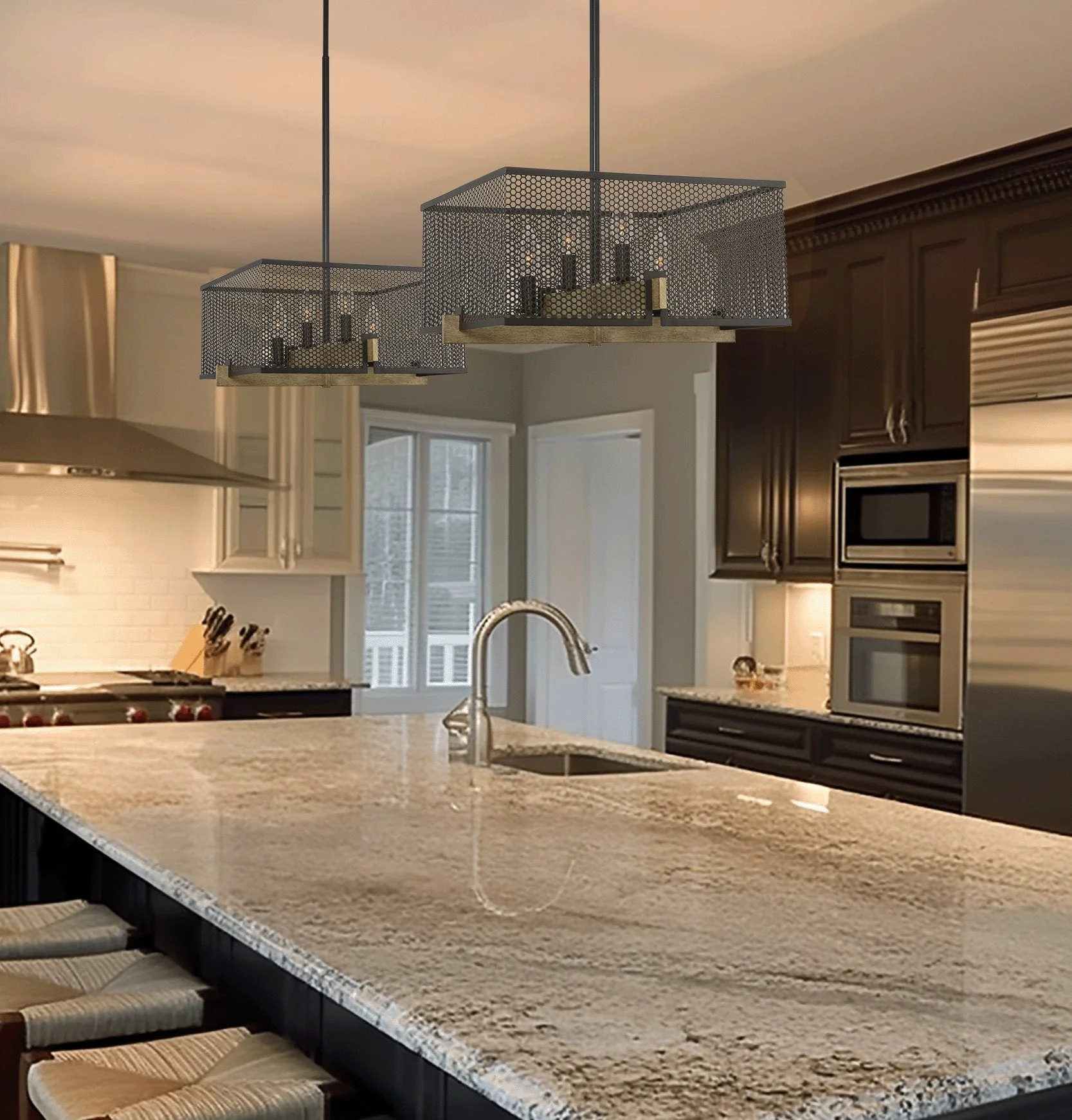 Channing 28 Modern 4-Light Industrial Farmhouse Pendant Light Chandelier