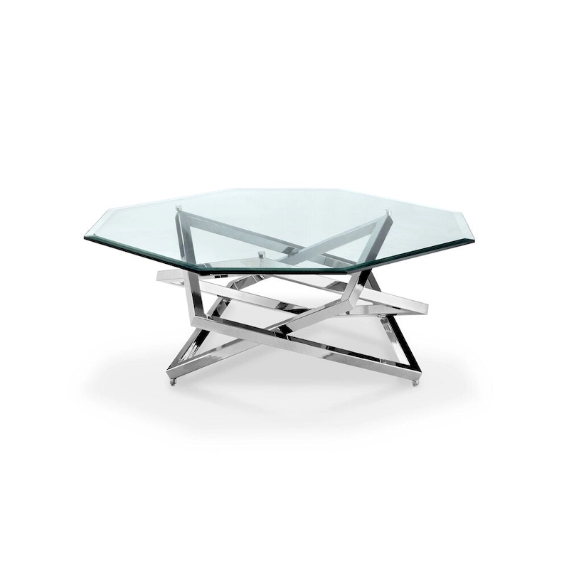 Lenox Square Modern Chrome Metal and Glass Coffee Table