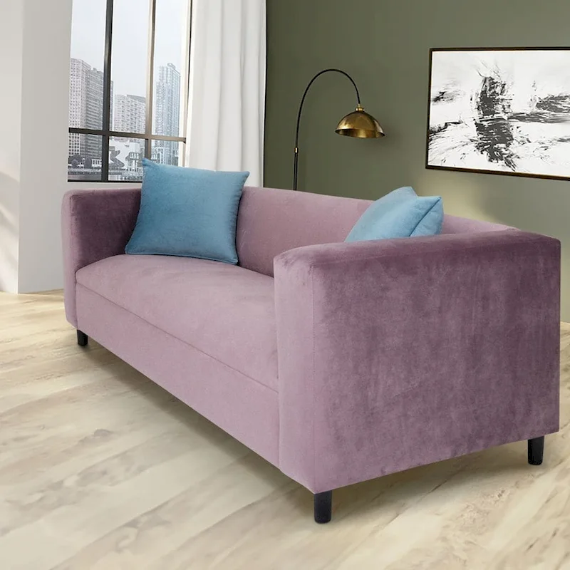 Coast to Coast Sofas Mid Century Modern 3 Seater Sofa Velvet Solid Wood Frame Upholstered