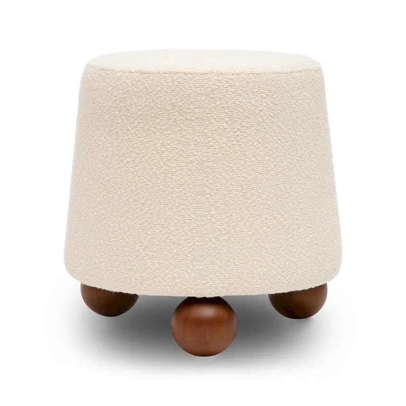 Chocolate Brown Boucle Upholstered Stool - Small