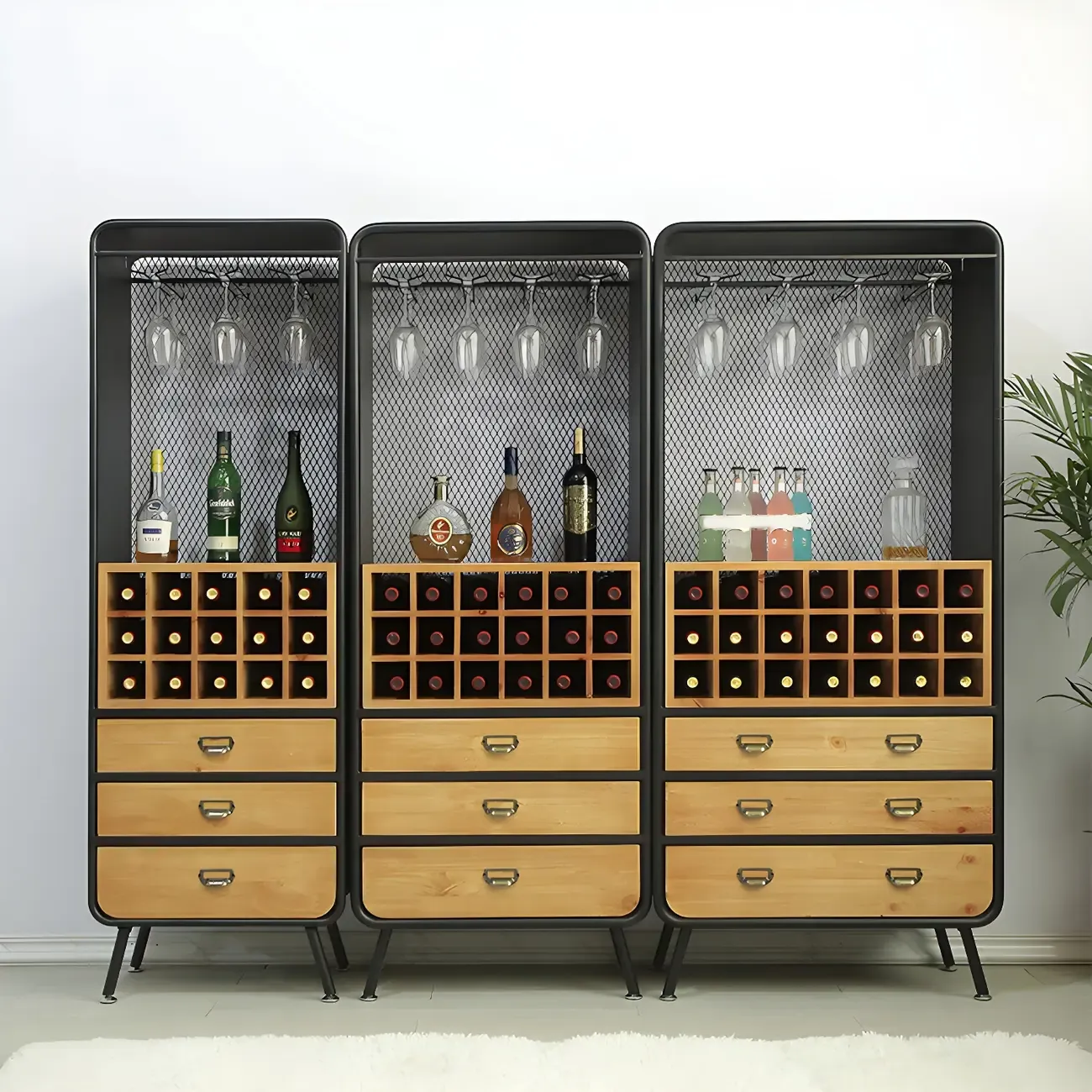 Industrial Light Wood Wine Rack for 13-24 Bottles