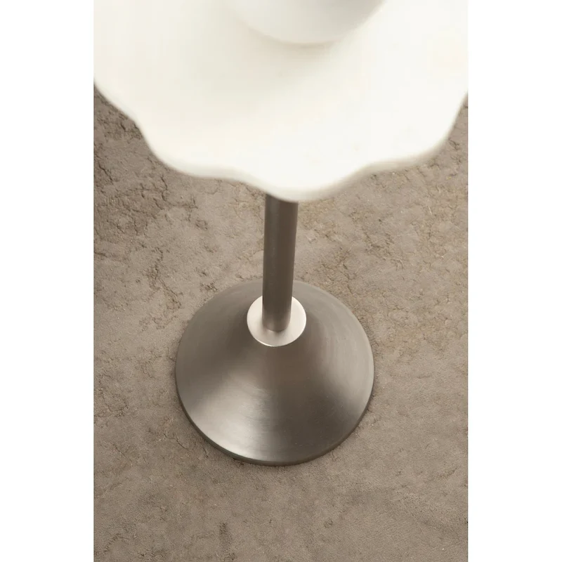 Kate and Laurel Sanzo Scalloped Marble and Metal Drink Table