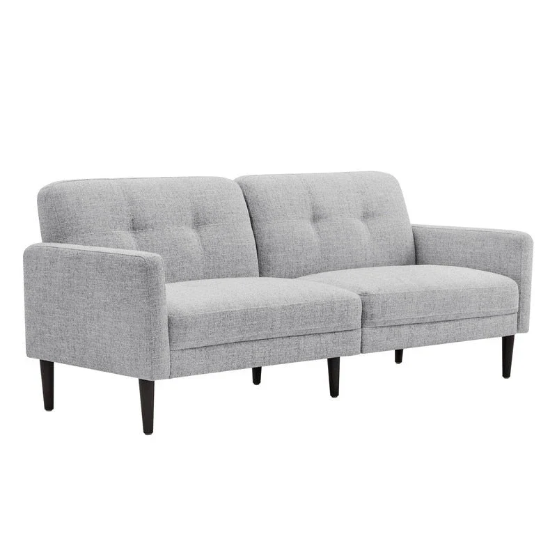 Gray Mid-Century Tufted Sofa Set - 1-Seater & 3-Seater