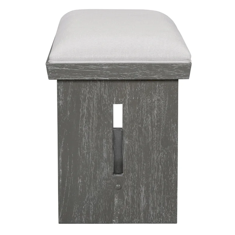 6 Pcs Dining Table Set, Wood Dining Kitchen Table and Chairs Set with Rectangular Table, 4 Upholstered Chairs and 1 Bench