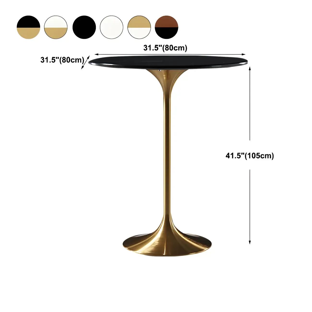 Glam Round Tall Bistro Table Pedestal Base Bar Table