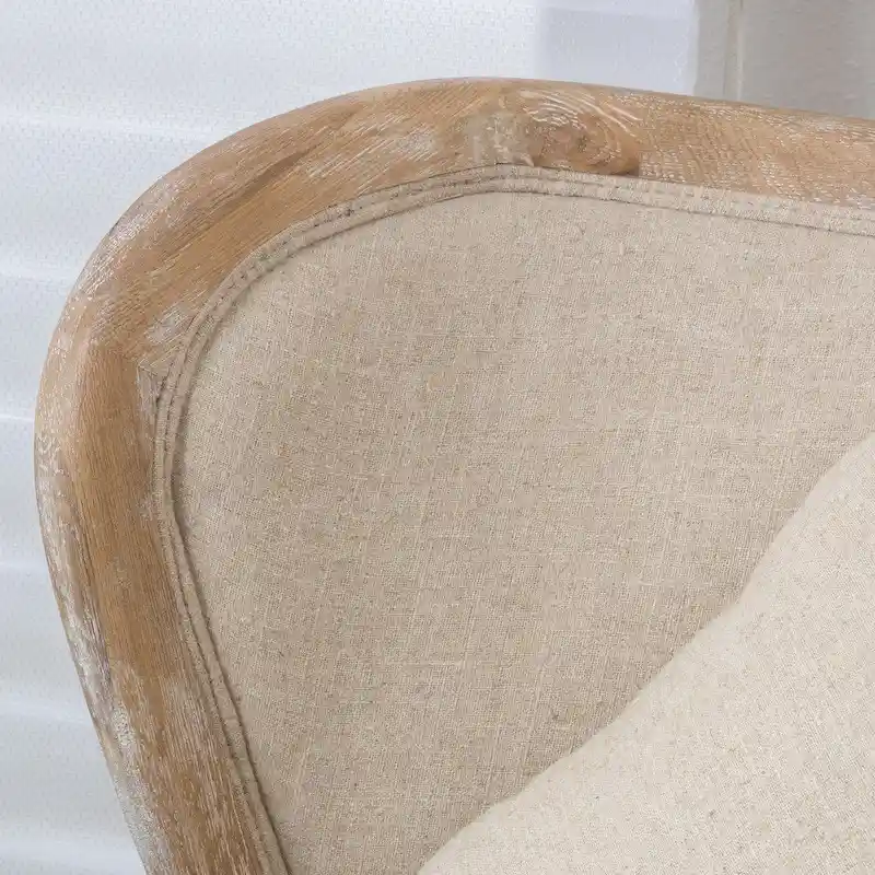 Beige Wing Chair with Oak Frame - Single Seat