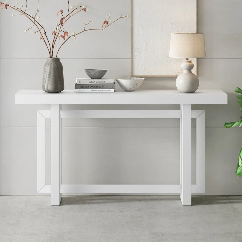 Console Table with Industrial-inspired Concrete Wood Top