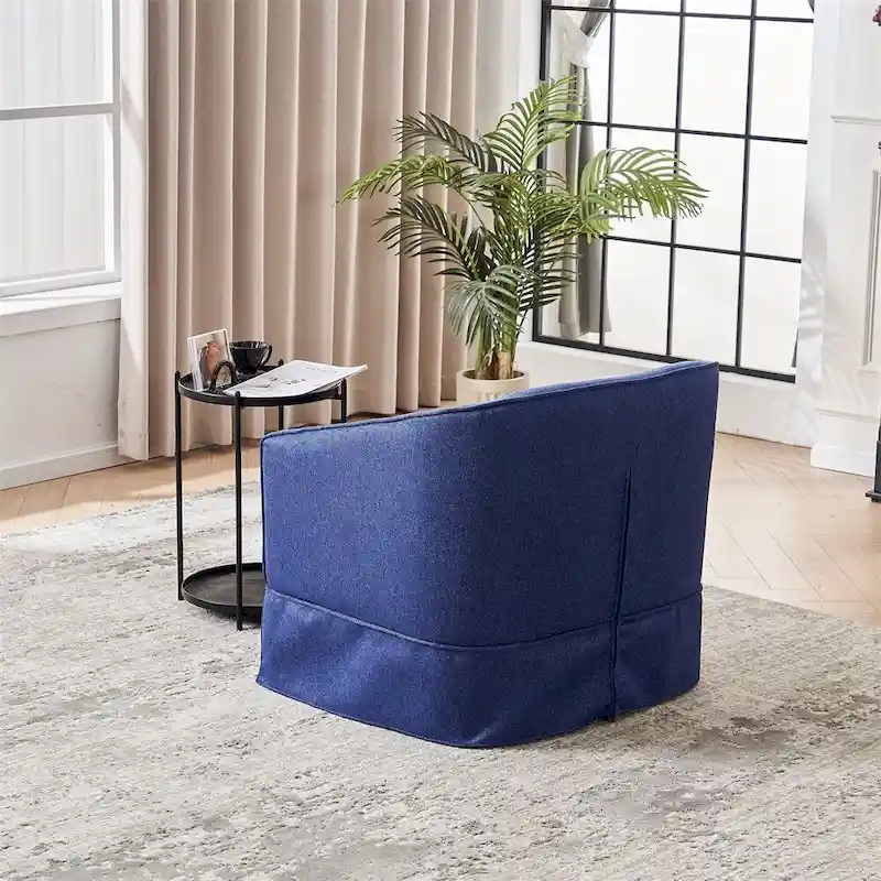 Swivel Barrel Chair with Ottoman and Black Metal Base