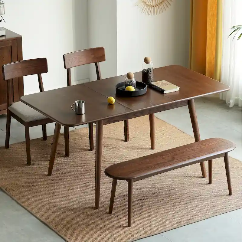 Walnut Solid Oak Wood Extendable Dining Table