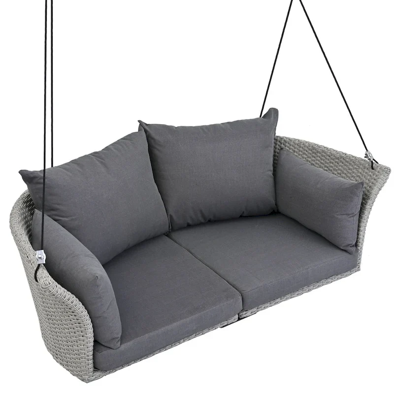 51.9  2-Person Wicker Swing Chair with cushions - N/A