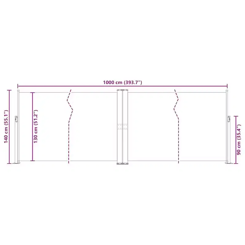 vidaXL Side Awning Cream Polyester with PU coating 55.1 x 393.7 in