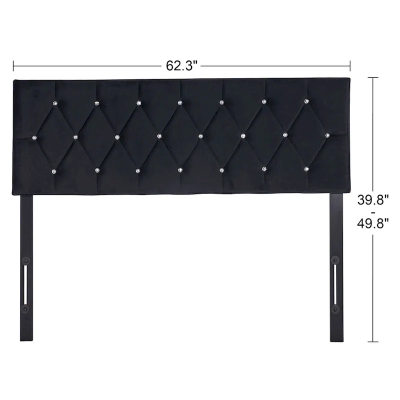 Diamond Tufted Adjustable Upholstered Headboard Queen King
