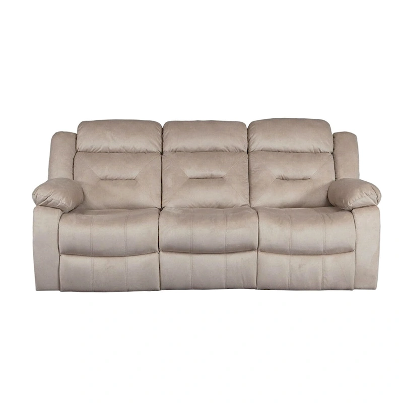 Velvet Upholstered Manual Motion Recliner Sofa with USB Port