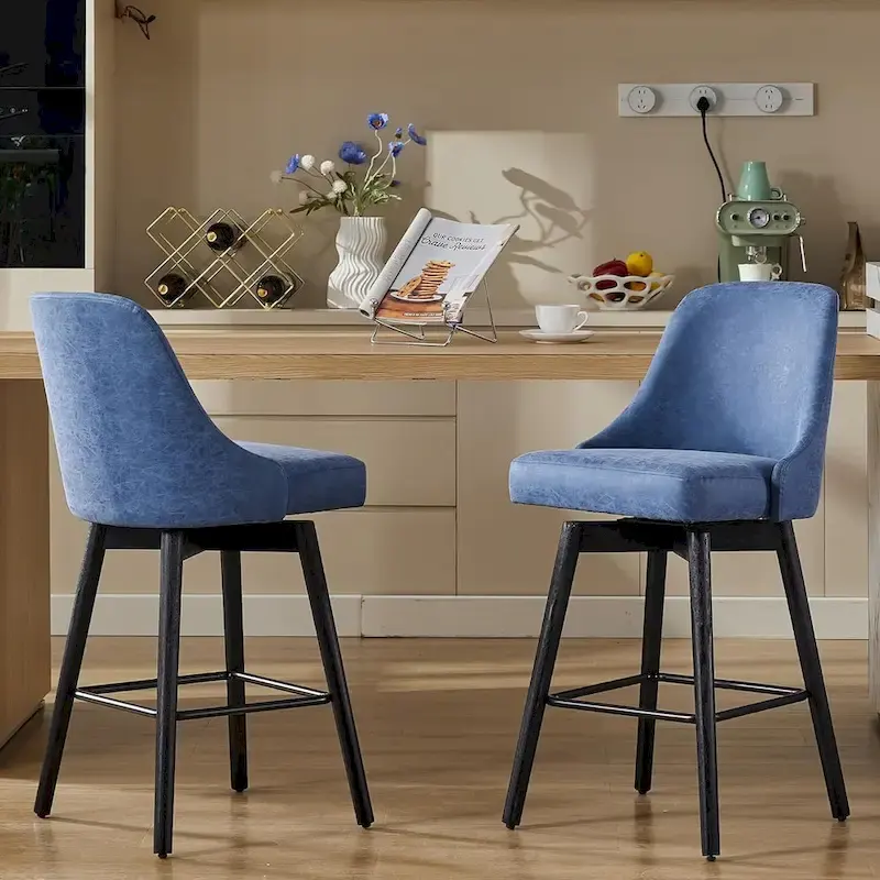 Swivel Bar Stools Set of 2, 30  Height Upholstered Barstools