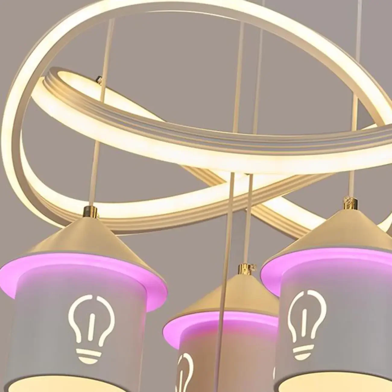 Modern 4-Light LED Chandelier with Unique House Design