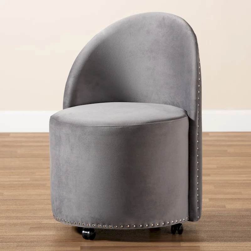 Bethel Glam and Luxe Velvet Rolling Accent Chair