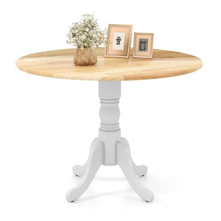 Wooden Dining Table with Round Tabletop and Curved Trestle Legs - 39.37 x 39.37 x 28.74