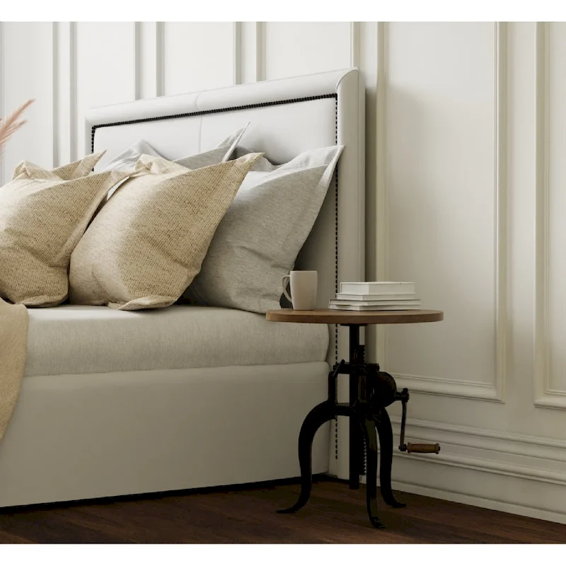 Carolina Living Regan Adjustable Accent Table - Chestnut Top - Black Base