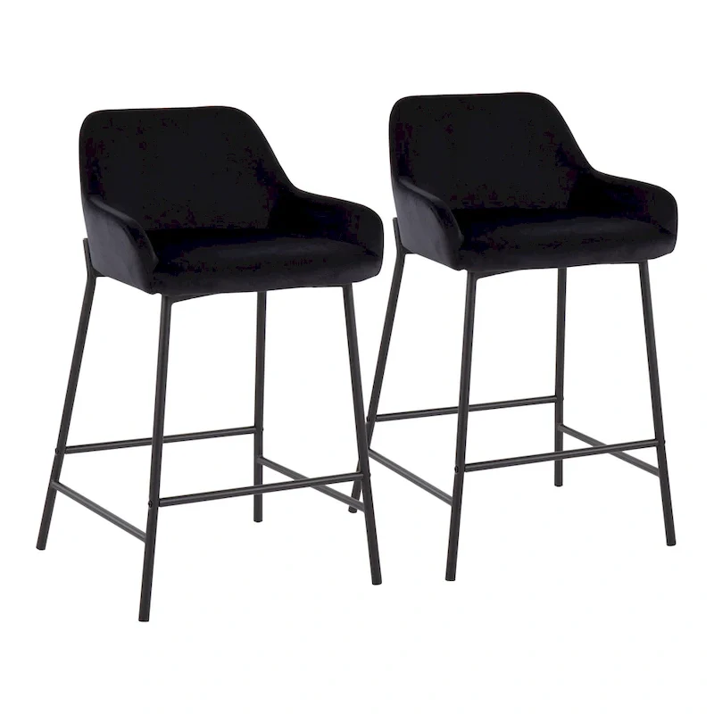 Carbon Loft Galotti Black Fixed-Height Upholstered Counter Stool - Set of 2