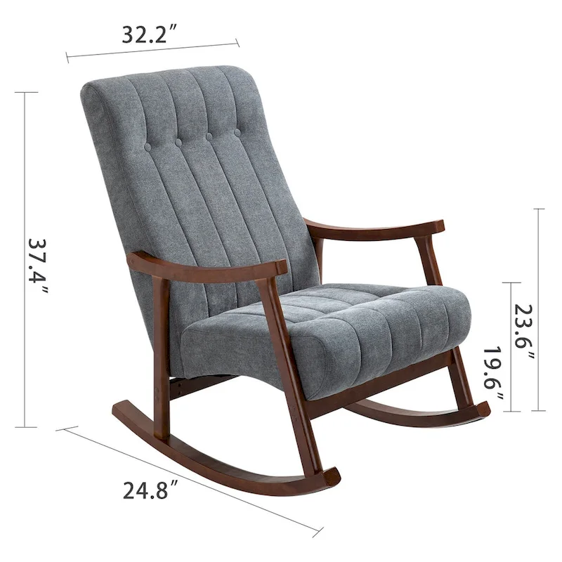 Upholstered Rocking Chair ModernHighBackArmchair