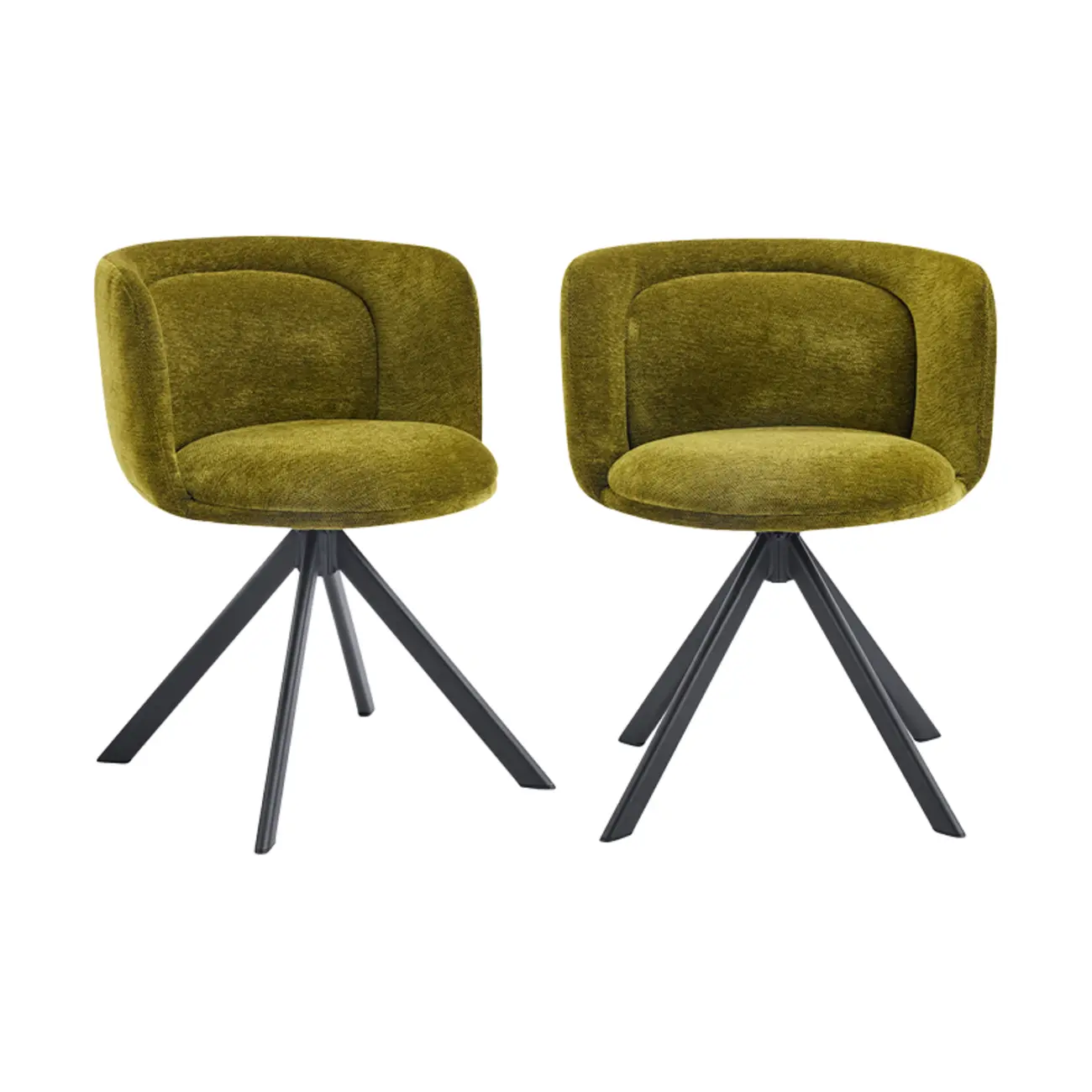 Modern Low Back Fabric Swivel Dining Chairs Set of 2