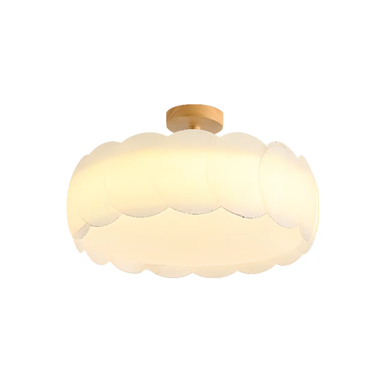 8 Elegant LED Semi Flush Ceiling Light in Natural Finish