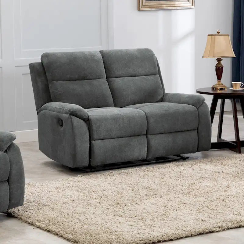 Brown / Grey Fabric Reclining Loveseat, 2-Seater