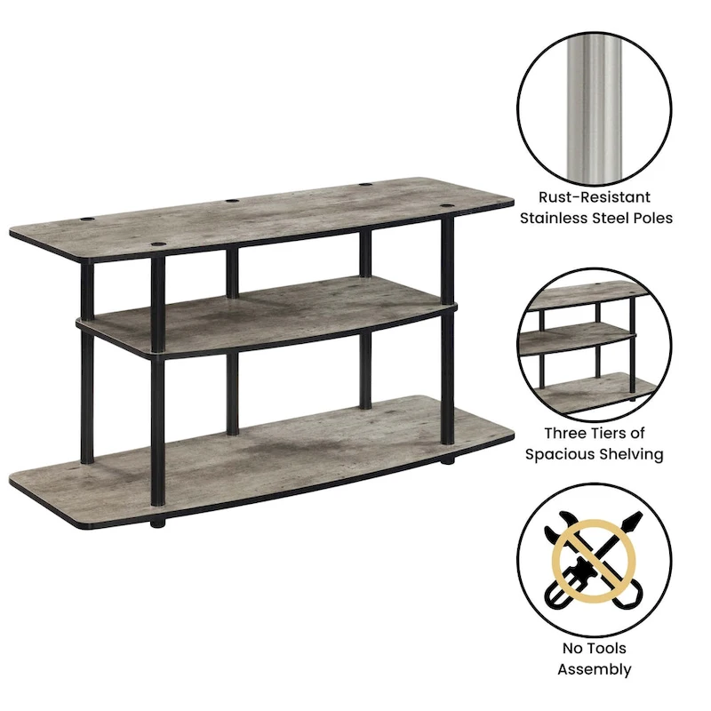Convenience Concepts Designs2Go No Tools 3 Tier Wide TV Stand