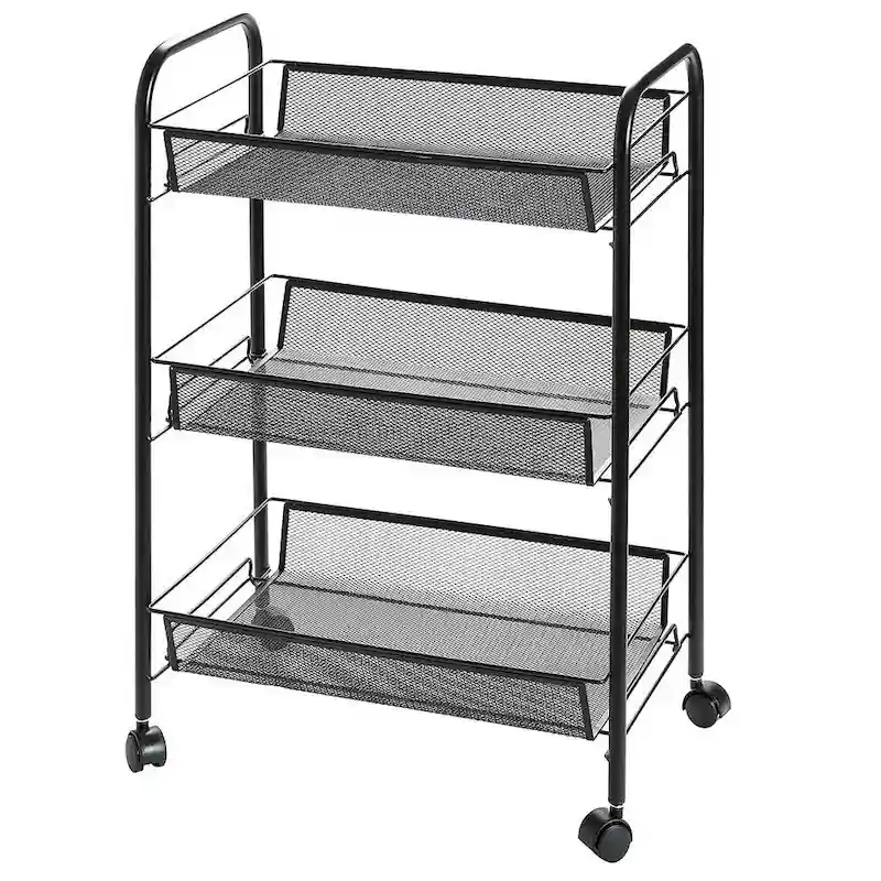 3-Tier Rolling Kitchen Trolley Cart Island Wire Rack Shelf