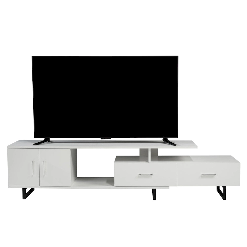 Avery 55-inch 2-Drawer 4-Shelf TV Stand in Steel