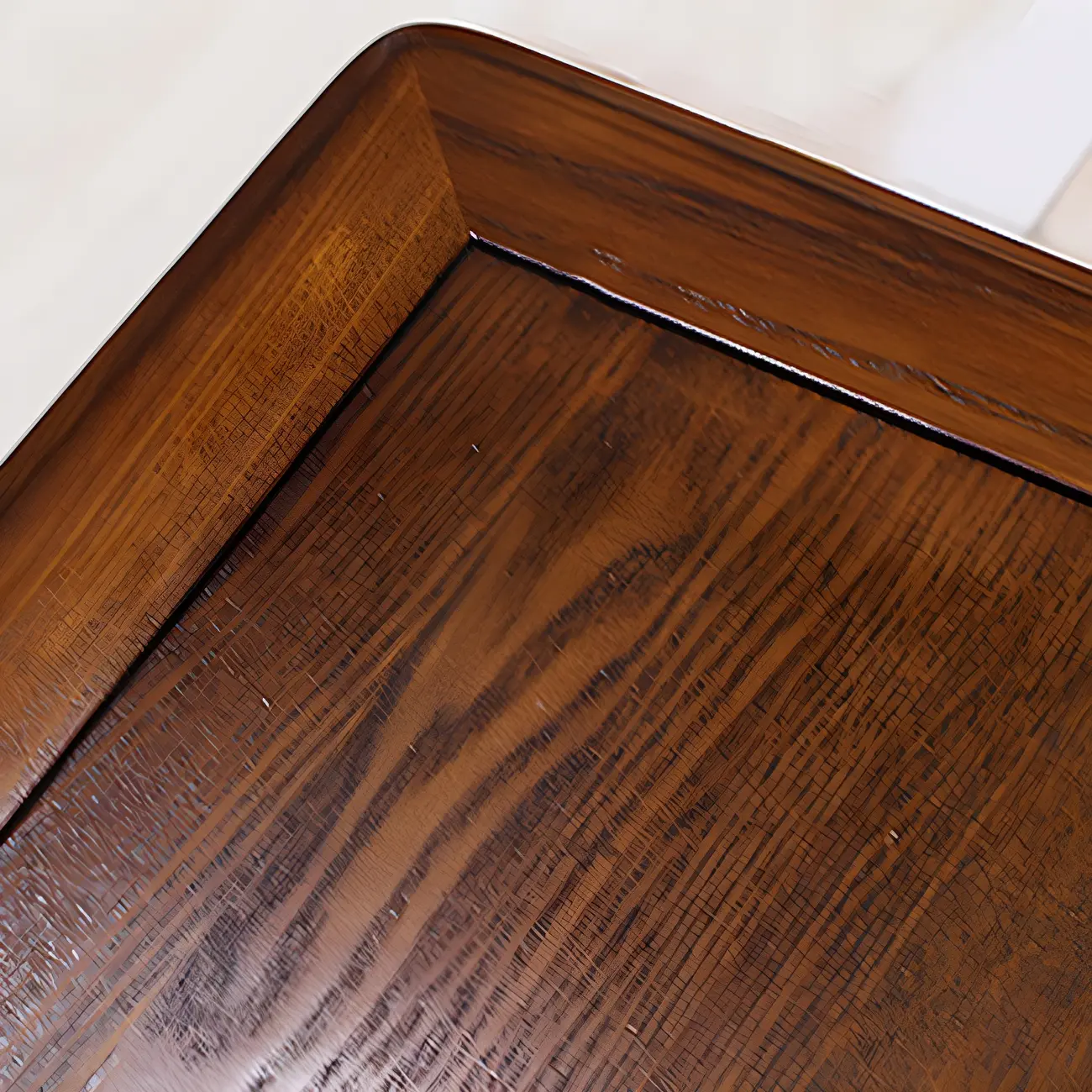 Long Traditional Brown Wooden TV Stand with Cable Management